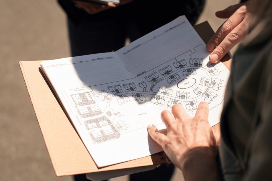 Multi-family roofing bid: Community map showing building layouts for roofing project estimates.