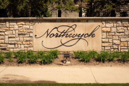 Northwyck community sign. Stone wall with neighborhood name. Community projects.