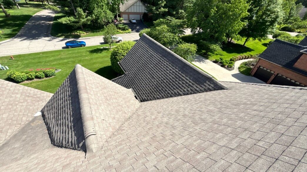 Before photo showing existing roof condition on a residential home in Commerce Township, MI