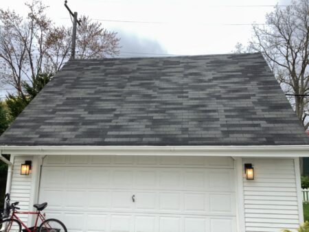 The garage at Tess's Plymouth home before roof replacement.