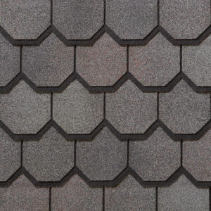 CertainTeed Carriage House Colonial Slate shingles create a textured, durable roof. The unique octagonal design offers a classic, sophisticated aesthetic.