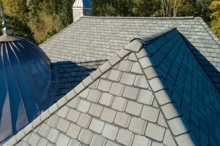CertainTeed Grand Manor roofing shingle options in MI. Multi-layered asphalt shingles mimic slate, providing a luxurious look with durability and weather resistance.