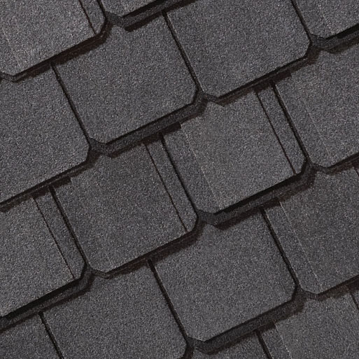 Close-up of CertainTeed Grand Manor Shingles. A premium roofing option, these shingles offer a sophisticated look and provide excellent weather protection.