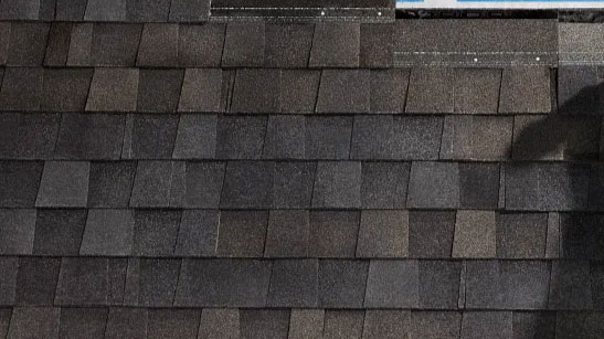 Integrity roofing: Roofer applying landmark pro roofing shingles, showcasing the texture and color variations. Ideal for roofing projects, offering endurance and aesthetic appeal.