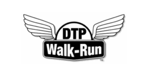 DTP Walk-Run logo. RoofAdvisor Gives Back with DTP Walk-Run, a logo with wings. Walk-Run event for charity.