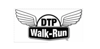 DTP Walk-Run logo. RoofAdvisor Gives Back with DTP Walk-Run, a logo with wings. Walk-Run event for charity.