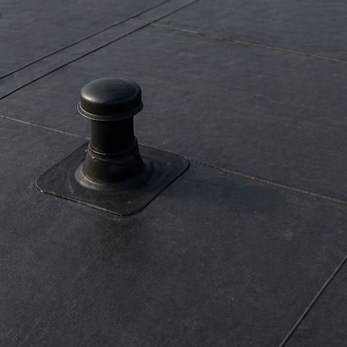 Close-up of epdm applied to the roof of a multi-family building.