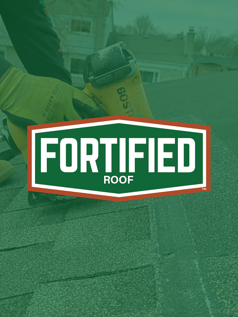 FORTIFIED roofing program banner highlighting storm-resistant construction standards for stronger, more durable homes