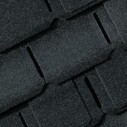 Close-up of GAF Roofing Designer Camelot II asphalt shingles. 