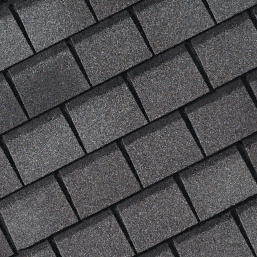 Close-up of GAF Designer Slateline roofing shingles. Replace your existing shingles with a high durability rating and high wind rating.