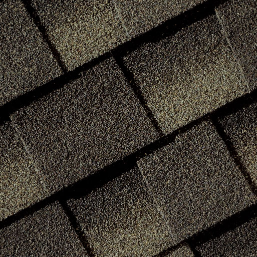 Close-up of GAF Timberline HDZ Shingles. The roofing material has a textured surface and a distinct shadow line for a dimensional look.