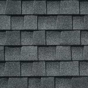 Close up of GAF Shingle. GAF Timberline Natural Shadow Shingles in Pewter.