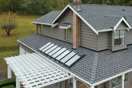 GAF Timberline UHDZ Roof Shingles in Pewter Gray: An example roof showcasing the color and style of GAF architectural shingles. High-definition, durable roofing.