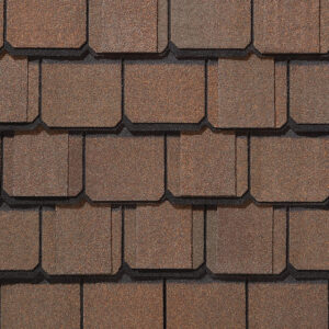 Grand Manor by CertainTeed in Brownstone color. Roofing shingles with a weathered look. Asphalt shingles for a grand manor feel and durable roof.