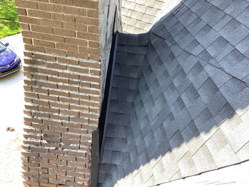Chimney flashing on dome house in canton after replacement