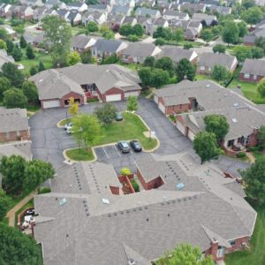 Multi-family roofing company in Shelby Township MI. Ariel drone shot of community.