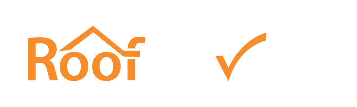 Roof Advisor logo in orange and white. The "Roof" portion has a house roof icon. The "i" in advisor is dotted with a check mark.  ra-logo-drk-trans.png