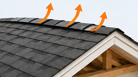 Ridge ventilation for homes and long term roof health.