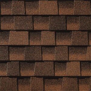 Close-up of Timberline AS II shingles in hickory.