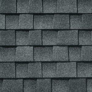Close-up of Timberline AS II shingles in pewter gray.