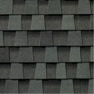 Close-up of Timberline HDZ roofing shingles in Cliffside Gray. Durable and stylish asphalt shingles for residential roofing, enhancing curb appeal.