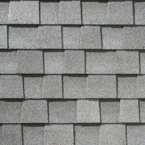 Close-up of Timberline HDZ Fox Hollow Gray GAF Shingles.
