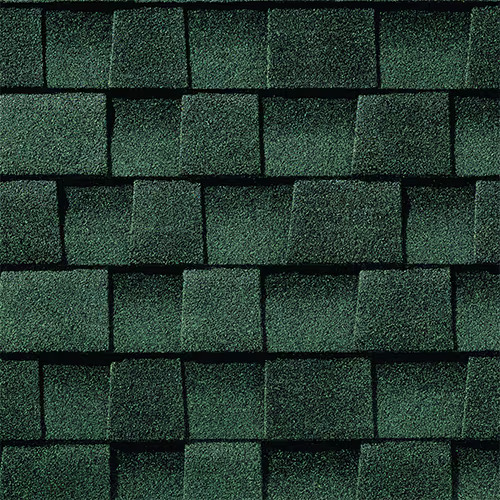 Close-up of GAF Timberline HDZ in Hunter Green.
