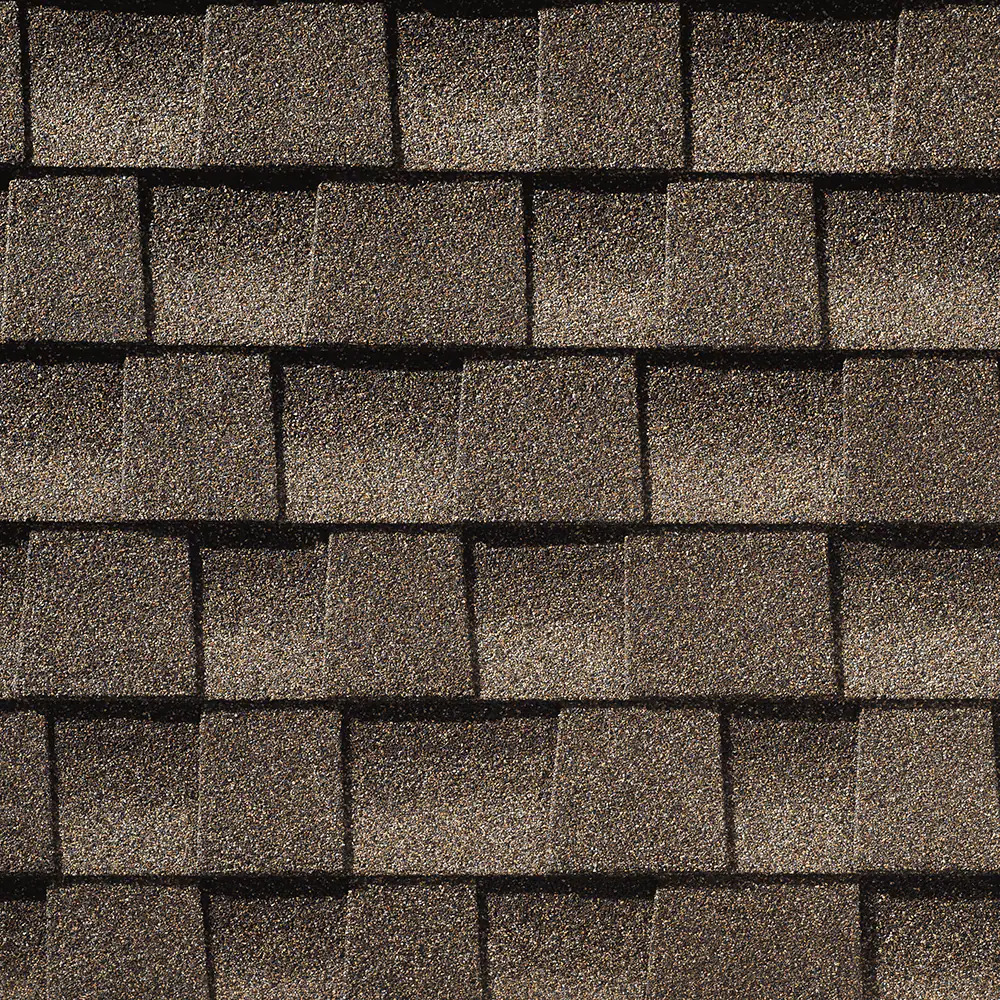 Close-up of GAF Timberline HDZ in Mission Brown.